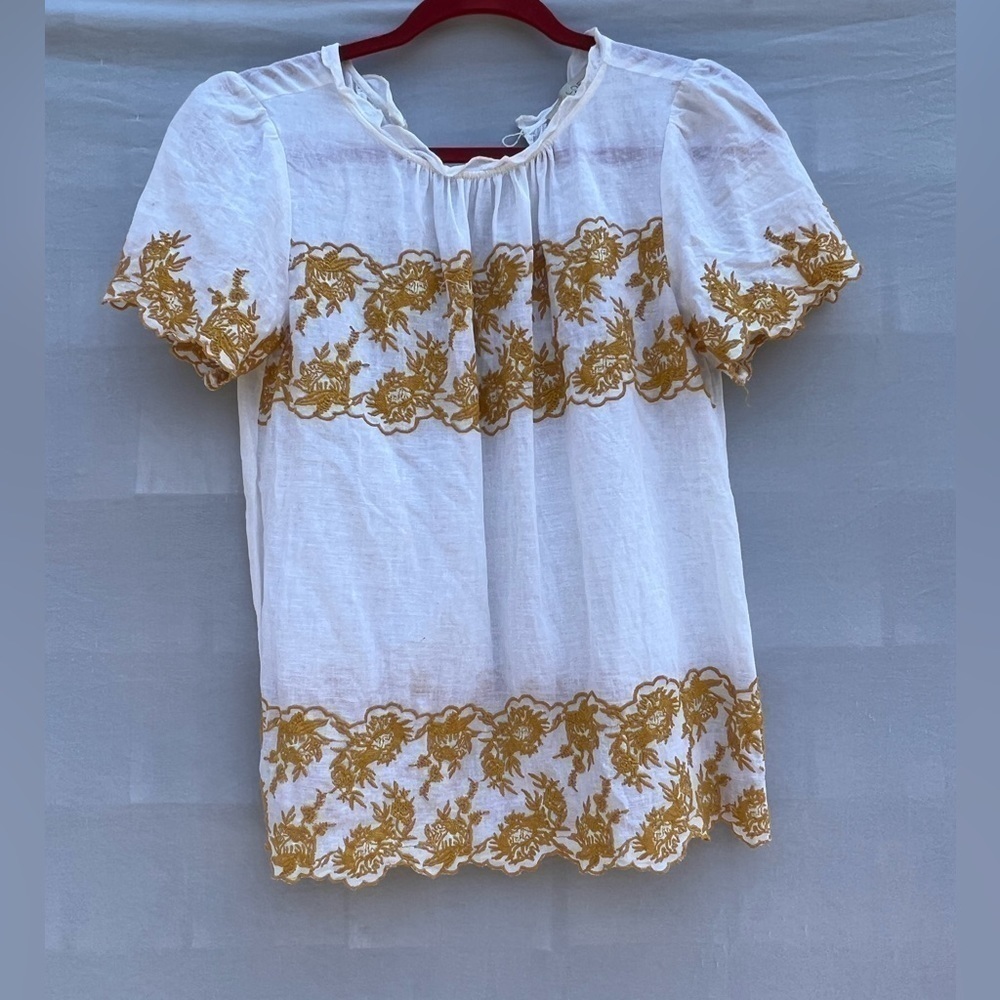 LOFT Gilded Garden Embroidered Top Sz Extra Small
